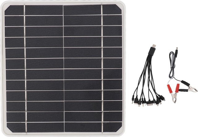 TOMTOP JMS Solarpanel 10W 12V Autobatterieladegerät in Schwarz zum Aufladen von Autos und Mobiltelefonen - Bild 1