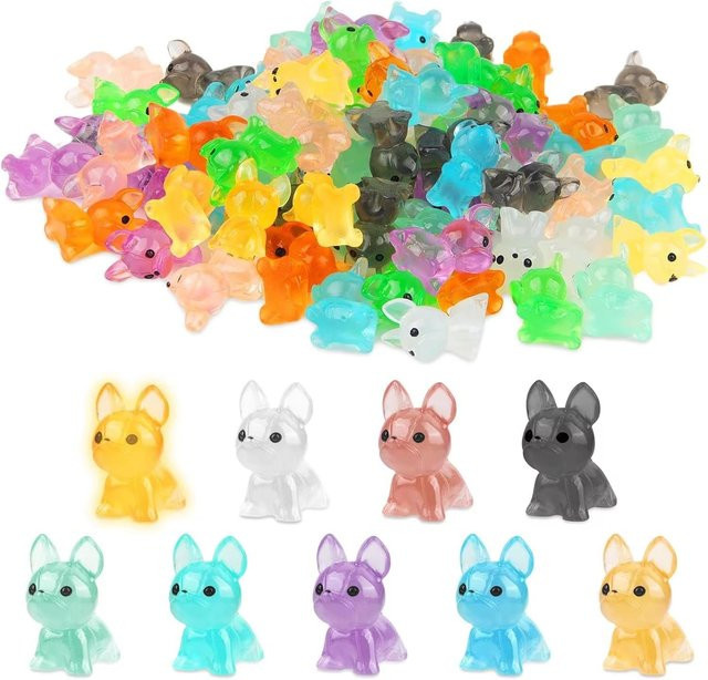 Yiran Toy Leuchtende Mini-Hundefiguren aus Harz in Multicolor für Feengärten und DIY-Dekorationen - Bild 1