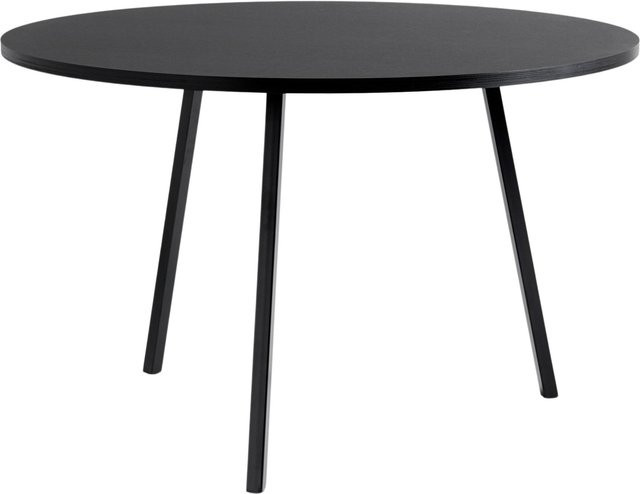HAY Loop Stand Round Table runder Esstisch aus Stahl und Linoleum in Schwarz - Bild 1