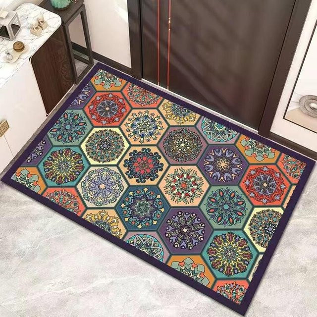 Saugfähige Bodenmatte im amerikanischen Retro-Stil, Dialgae-Schlamm, Farbe: Braun/Mehrfarbig, B/T: 40 x 60 cm, Höhe: 3,5 cm - Bild 1