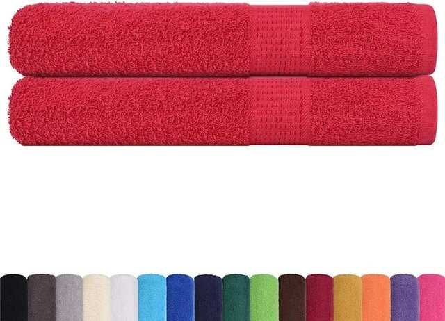 2er-Set vidaXL Saunatücher aus 100% Baumwolle in Rot, B/L: 80 x 200 cm, 360 g/m² - Bild 1
