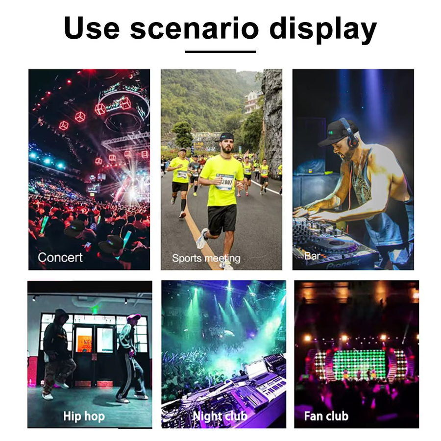 Smart Pixel Matrix LED Baseballkappe mit Bluetooth und App-Steuerung, Schwarz, Wiederaufladbar - Bild 3