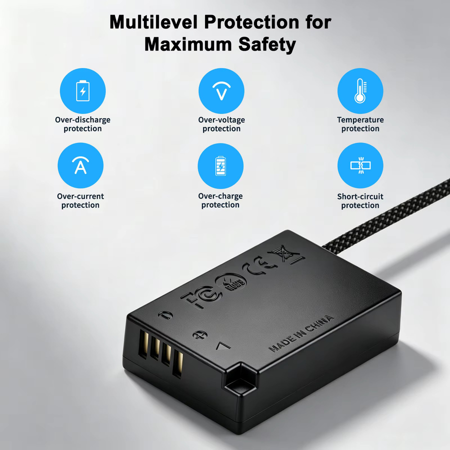 JINVAL LP-E17 Dummy-Akku mit 2m USB-C PD 20W Kabel als Netzteil für Canon EOS R50 R10 RP 850D 77D 800D 760D 750D in Schwarz - Bild 3