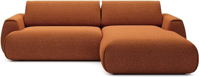 Vente-unique Schlafsofa Monelia in Terracotta mit L-Form und Schlaffunktion, Breite: 270 cm - Bild 1
