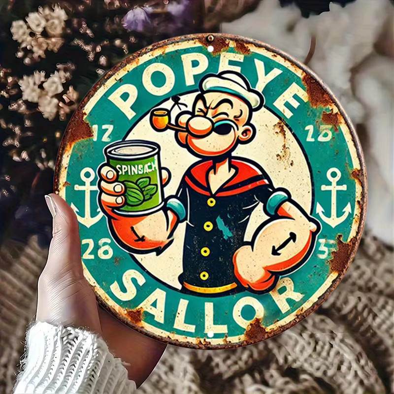 Runde Wandkunst im Vintage-Stil von Potdemiel mit Seemannsmotiv und Anker-Design aus Metall, Mehrfarbig, Durchmesser: 20,3 cm - Bild 2