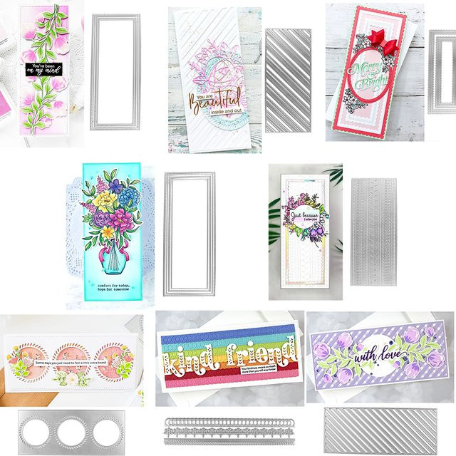 Slimline Metall-Schneidform für rechteckige Rahmen als DIY Scrapbooking und Bastelwerkzeug in Silber - Bild 1