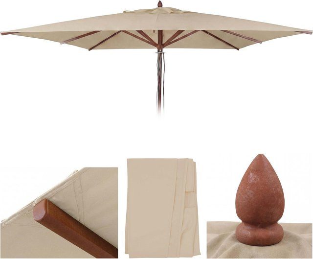 MCW Ersatz-Bezug für Gastronomie Holz-Sonnenschirm C57b, eckig, Polyester, Creme, B/T: 400 x 400 cm - Bild 1