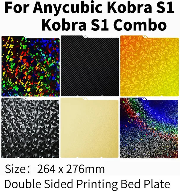 BEGRINT Bauplatten-Set für Kobra S1: Doppelseitige PEO-Chamäleon Bauplatte und sternenklare PEY-Bauplatte mit flexiblem, abnehmbarem PEI-Federstahlblech, B/T: 264 x 276 mm - Bild 1