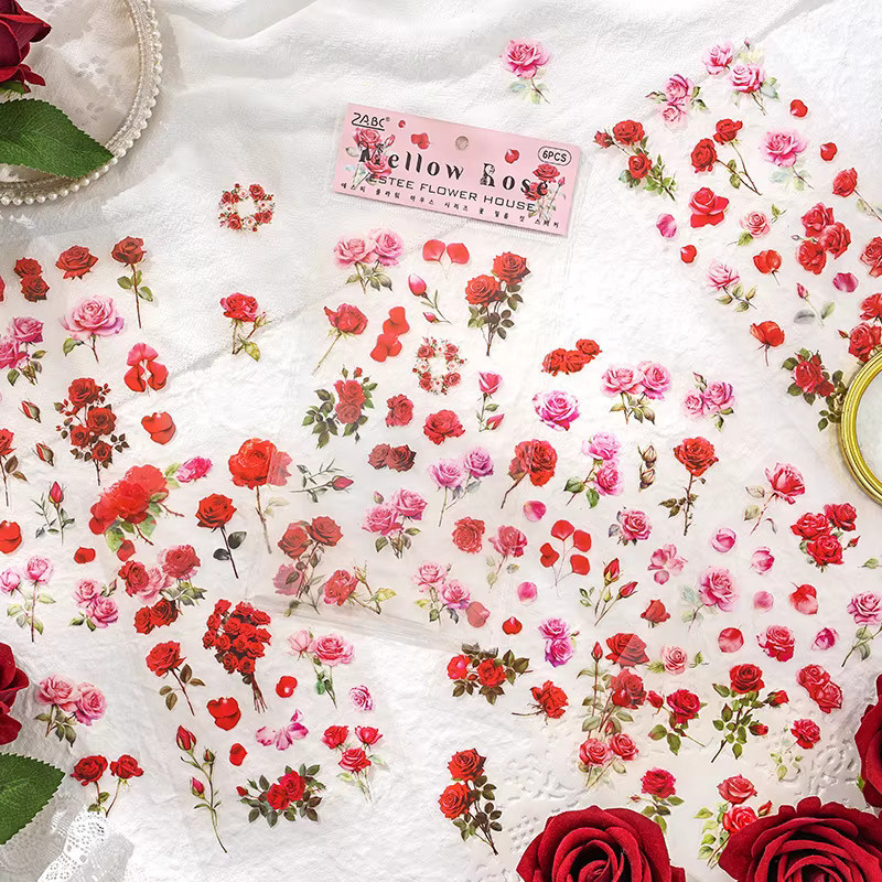 6 Stück dekorative Blumen-Aufkleber in Multicolour für Scrapbooking und DIY-Projekte - Bild 1