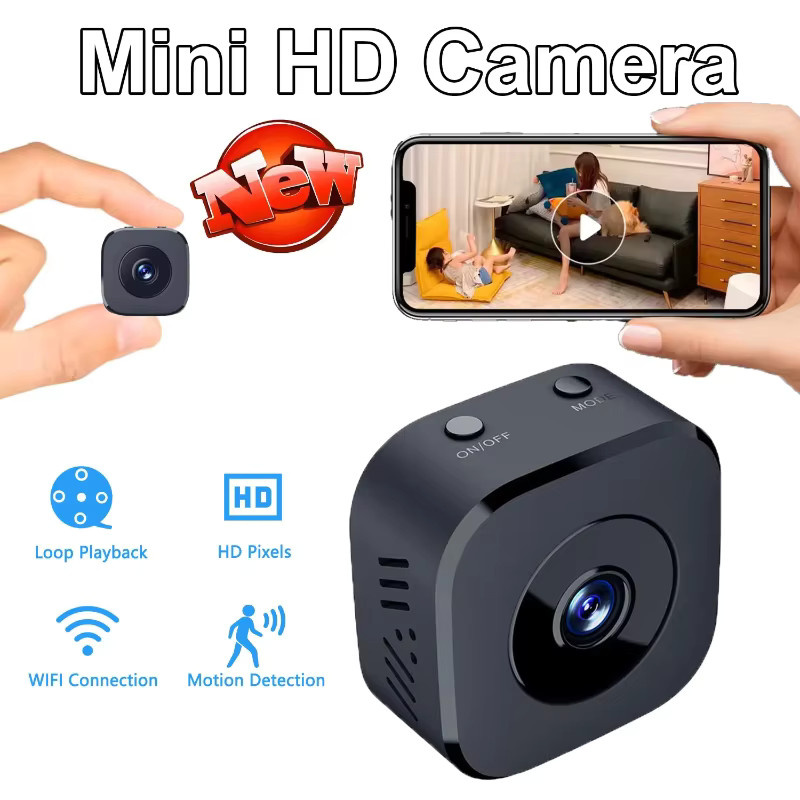 XMSJ Mini 4K Überwachungskamera mit WiFi, Vollfarbe-Nachtsicht, Bewegungserkennung und Wasserdichtigkeit in Schwarz - Bild 2