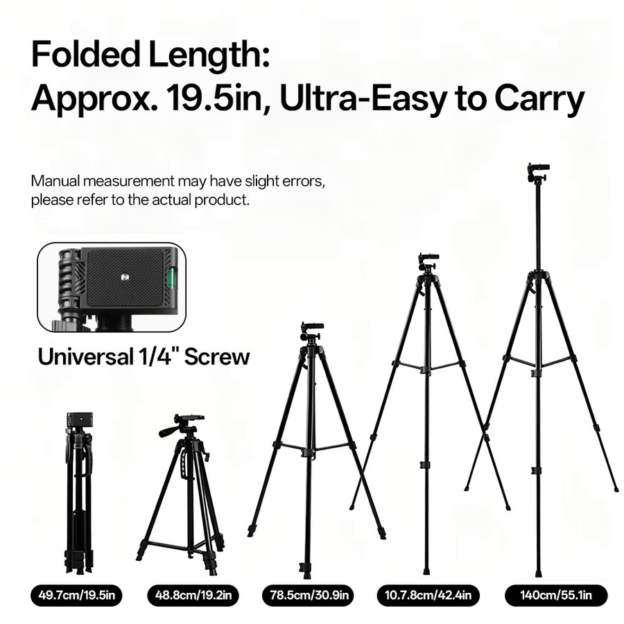 DO AS YOU WISH Stativ aus Aluminium in Schwarz für Smartphone und DSLR Kameras, Höhe: 140 cm, mit Schnellplattenhalterung und Schwenkkopf - Bild 7