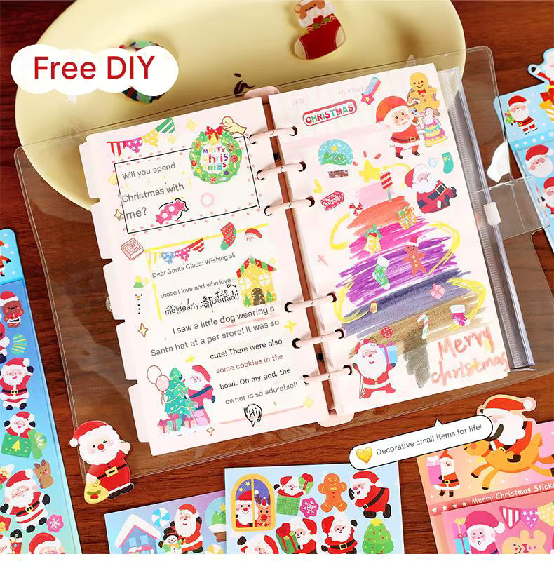 Weihnachten Goo Kartenaufkleber für Kinder, dekorative und wasserfeste DIY selbstklebende Aufkleber in Multicolor und Weiß - Bild 4