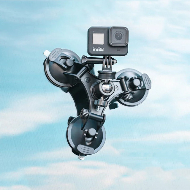GoPro Saugnapf-Autokamerahalterung mit Stativadapter und Handyhalterung in Schwarz, universelle Armaturenbretthalterung für GoPro Hero 13-8, DJI Osmo Action und Insta360 - Bild 1