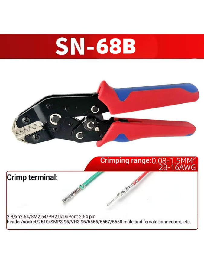 SN-68B Draht-Crimpzange für JST PH 2,0 mm, XH 2,5 mm, VH 3,96 mm, JWPS 4,0 mm und Dupont Open Barrel Terminals - Bild 6