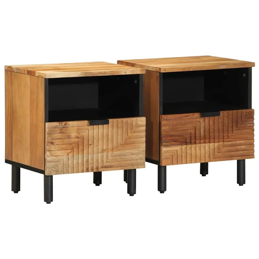 vidaXL Nachttische Set aus 2 Stück aus Akazie Massivholz in Braun, B/T/H: 40 x 33 x 46 cm - Bild 2