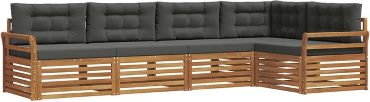 Modernes vidaXL Outdoor-Sofagarnitur aus Akazie mit 5-teiligem Set und Kissen in Natur und Anthrazit - Bild 1