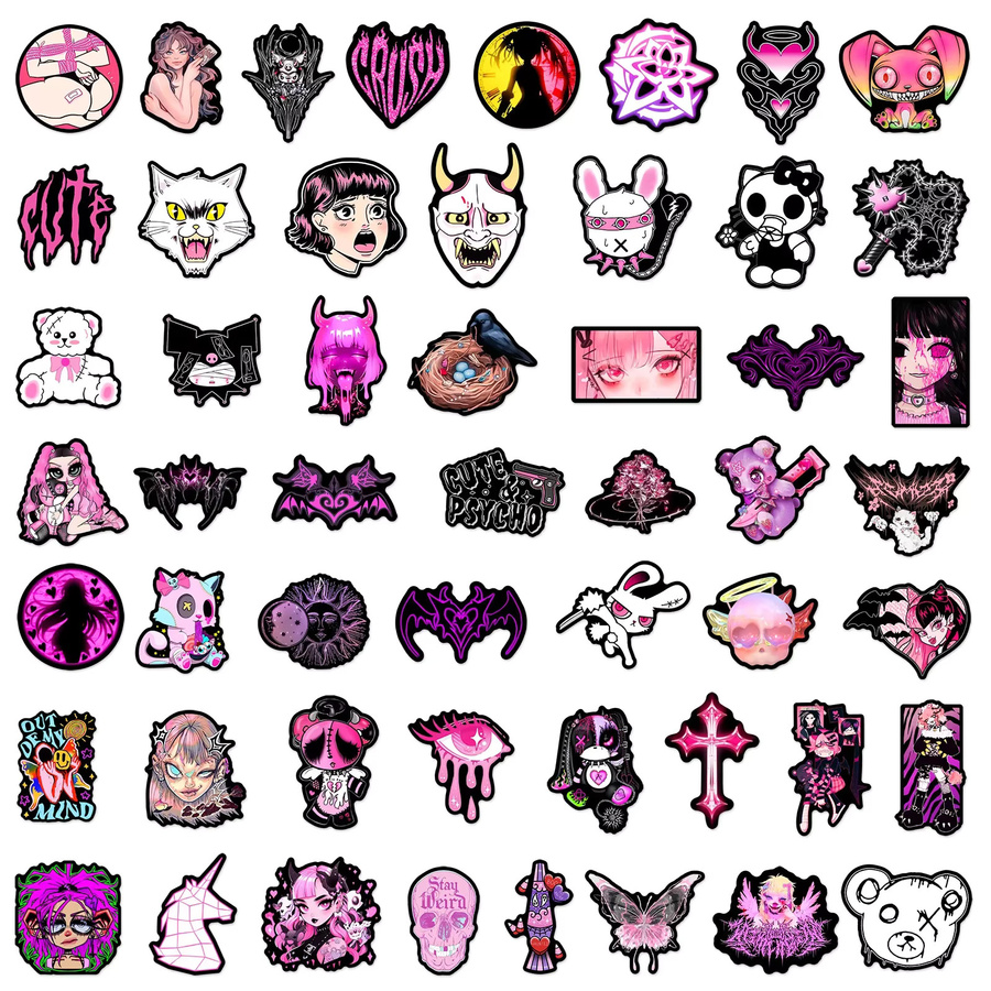 50 Stück GOGOTU Aufkleber im Gothic Horror Stil Lila Wasserdichte Graffiti Sticker für Laptop Skateboard Telefon und Auto - Bild 2