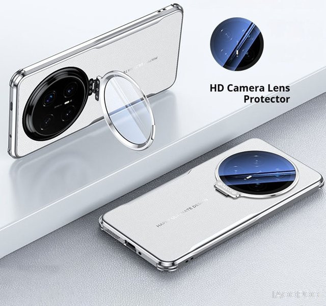 Honor Magic 8 Pro und Magic 7 Pro Schutzhülle aus PU-Leder und TPU mit Kamera-Glasfolie und versteckter Halterung in Schwarz - Bild 1