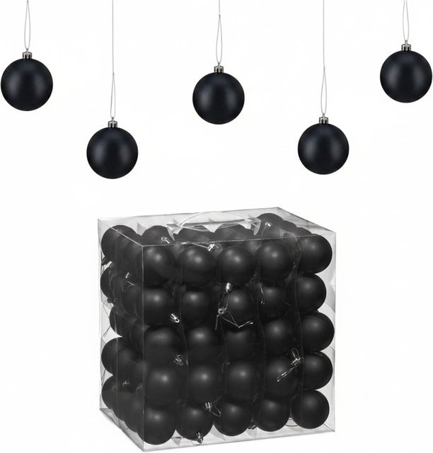 Relaxdays Weihnachtskugeln 100er Set in Schwarz Matt aus Polystyrol - Bild 1