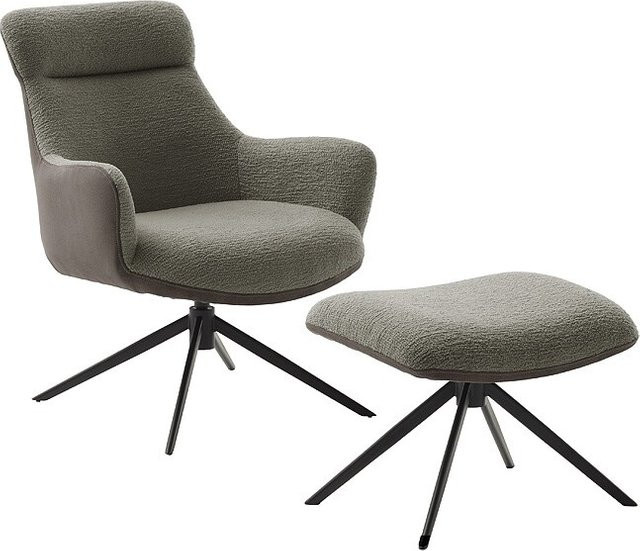 iNNoSeat by MCA PELION Drehstuhl mit Armlehnen und Hocker in Schwarz, Vintagelook, 100% Polyester - Bild 1