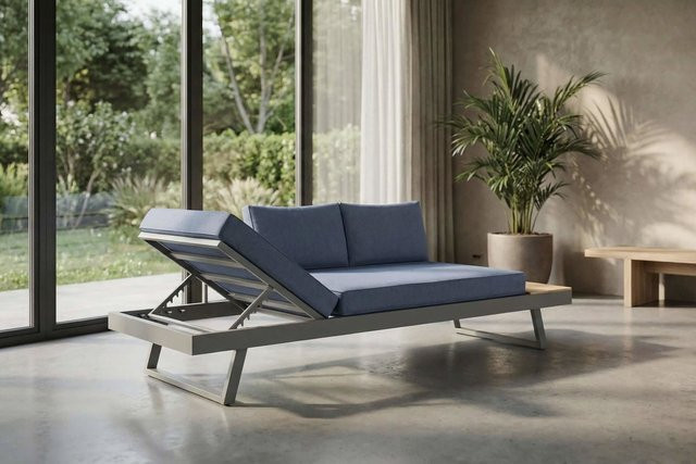 OUTFLEXX Lounge Liege in Silber aus Aluminium und Polyester, verstellbar, B/T: 228 x 80 cm - Bild 1