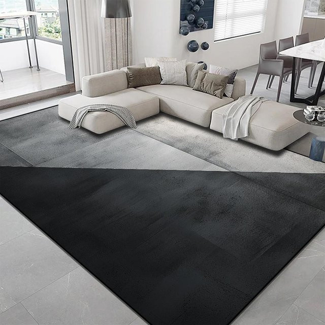 Karpetti Moderner Teppich mit geometrischem Design in Schwarz, Waschbar und Rutschfest, B/T: 90 x 60 cm - Bild 1