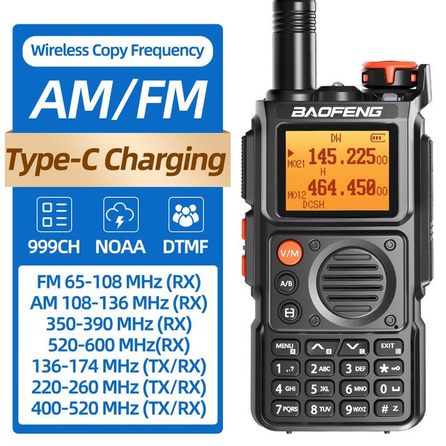 Baofeng UV-K6 Walkie Talkie in Schwarz mit Typ-C-Aufladung, UHF/VHF Amateurfunkgerät für Camping und große Reichweite - Bild 1