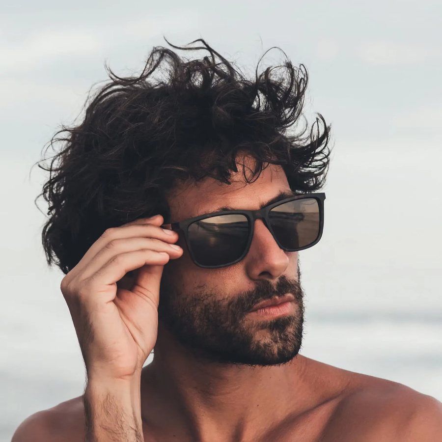 BLUEMOKY Sonnenbrille, Herren, Vollrand, rechteckig, Kohlefaserrahmen, braun, polarisiert - Bild 3