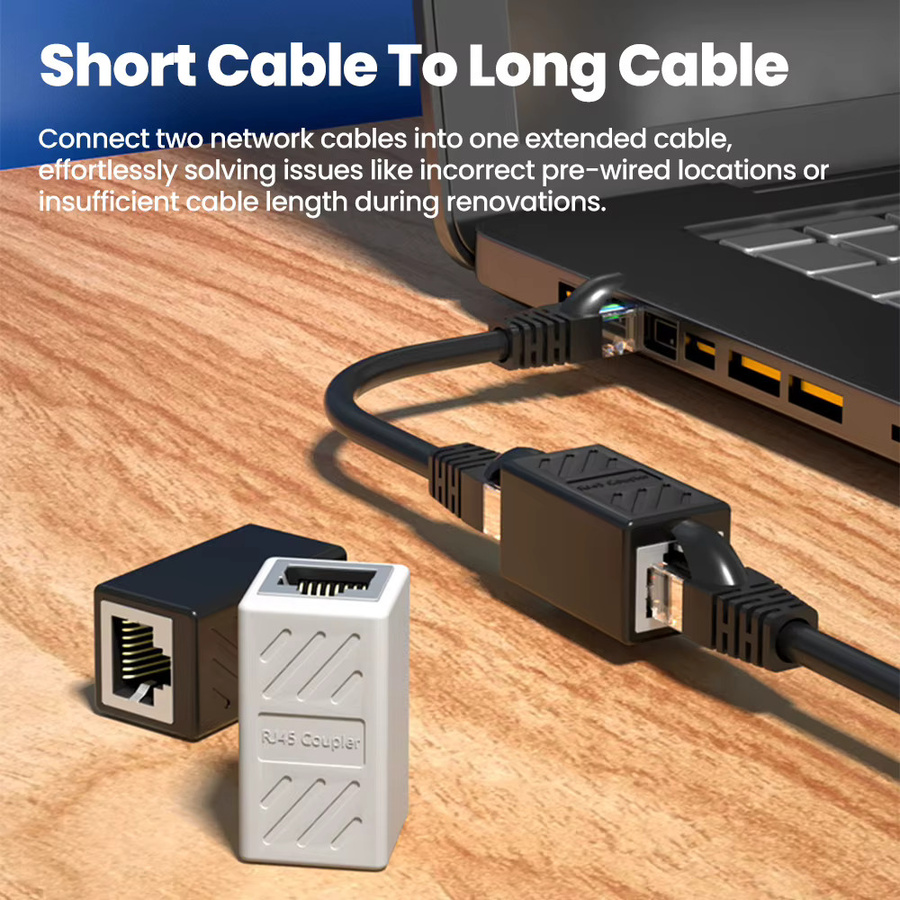 Olaf Gigabit RJ45 Ethernet Netzwerk Verlängerung Buchse auf Buchse Adapter in Schwarz oder Weiß - Bild 3