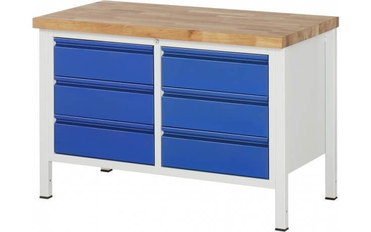 BIGBOXX Kastenwerkbank mit 6 Schubladen in Blau - Bild 1