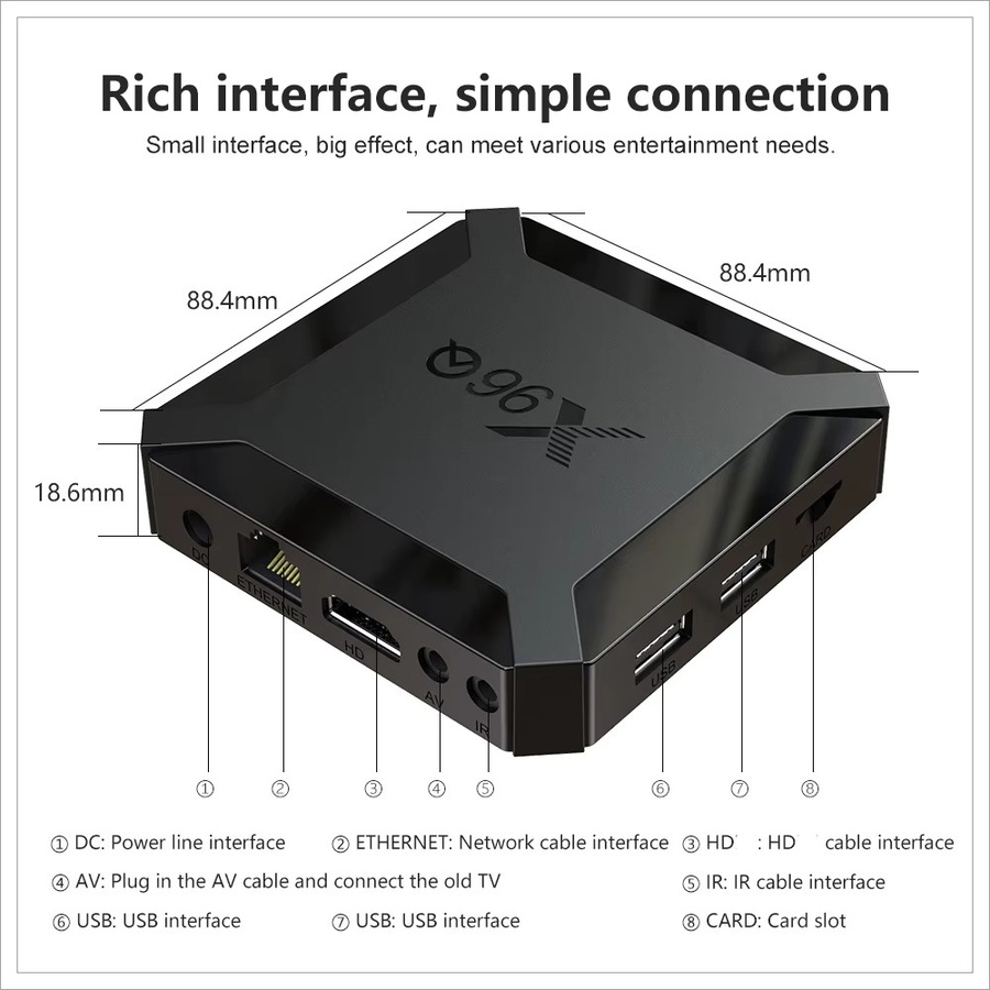 X96Q Android 10.0 TV-Box mit Allwinner H313 Quad-Core, 2GB DDR3, 16GB EMMC, 4K HD Media Player und 2,4G WLAN in Schwarz - Bild 2
