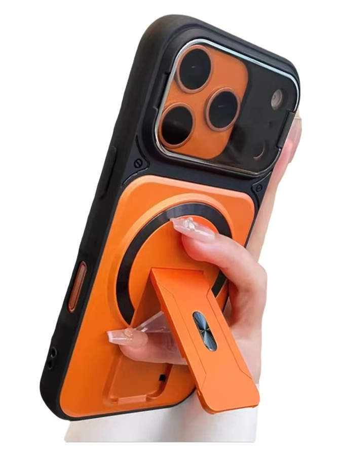 NUCWIN MagSafe Handyhülle mit magnetischem Ständer und Kameraschutz für iPhone 16 15 14 13 12 11 Pro Max Plus, Schwarz oder Orange - Bild 5