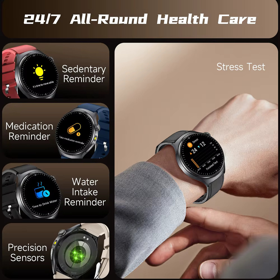 OUIO Smartwatch, Schwarz, Herren, Bluetooth, Rund - Bild 4