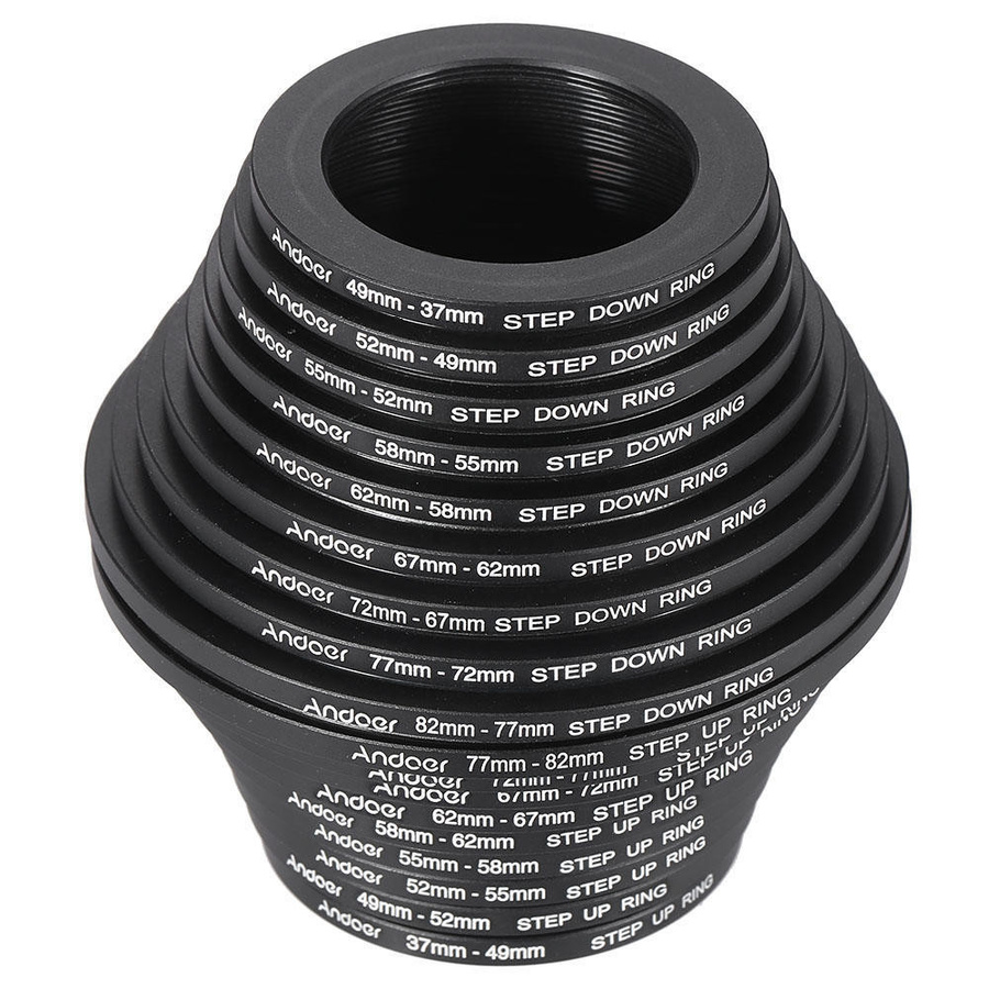 Andoer 18er Set Step-Up/Step-Down Objektivfilter Metalladapter in Schwarz - Bild 2