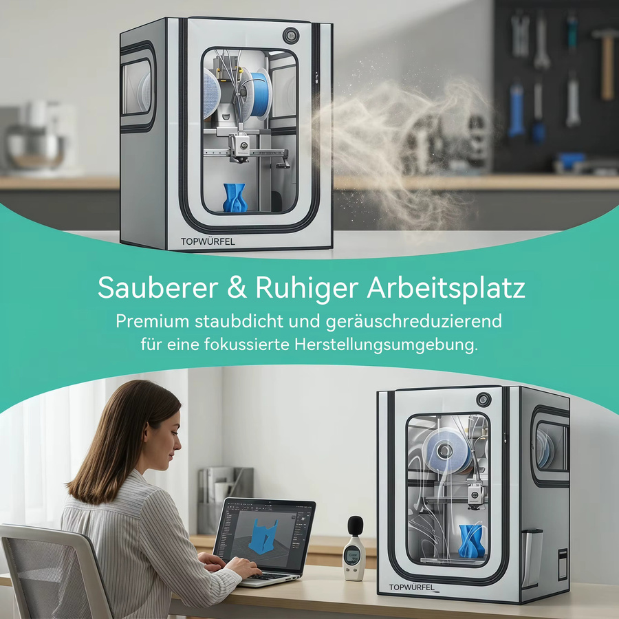 YOOPAI 3D-Drucker-Gehäuse für Bambu Lab A1 und A1 Mini Combo, wasserdicht und geräuschreduzierend mit LED-Licht, Schwarz - Bild 5