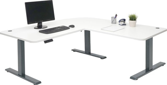 Elektrisch höhenverstellbarer Eck-Schreibtisch MCW-D40 in Weiß und Anthrazit-Grau, B/T/H: 178 x 178 x 80 cm - Bild 1