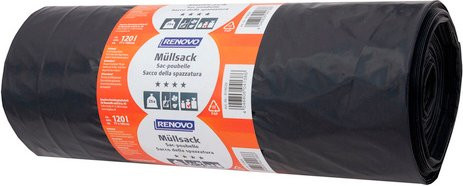 RENOVO Müllsäcke aus Kunststoff, Schwarz, 120 l - Bild 1