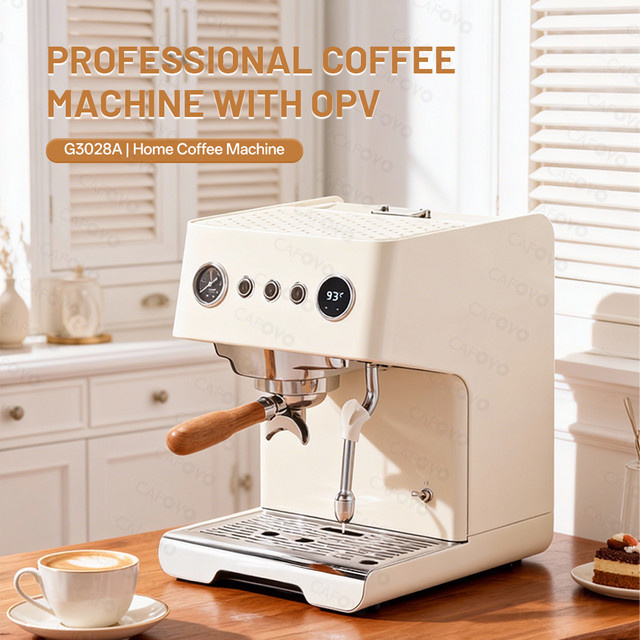 CAFOVO G3028A Halbautomatische Espressomaschine mit Doppelkessel und Doppelpumpe, Weiß, Edelstahl - Bild 1
