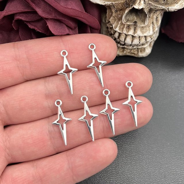 LKLRYWBD Charms Sterne, Messing, Silber, Unisex, 23*10mm - Bild 1