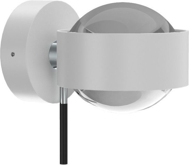 Top Light Puk Mini Wall Wandleuchte in Weiß matt mit Chrom und Glaslinse in Transparent - Bild 1