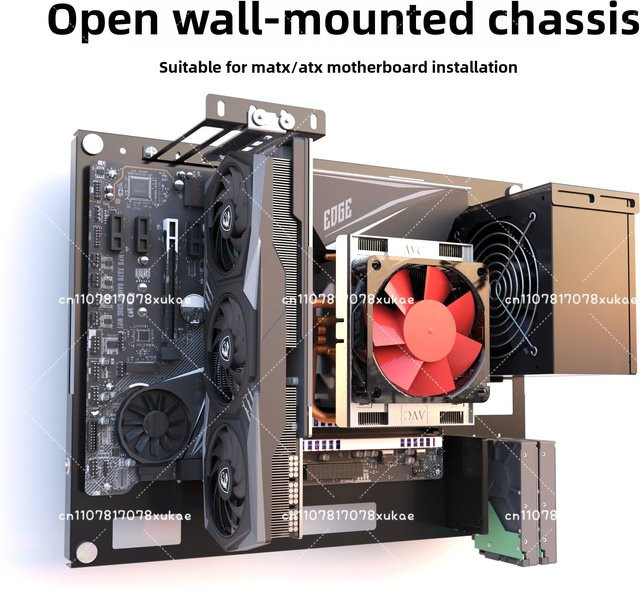 Wandmontiertes Computergehäuse in Schwarz für ATX und MATX Mainboards - Bild 1