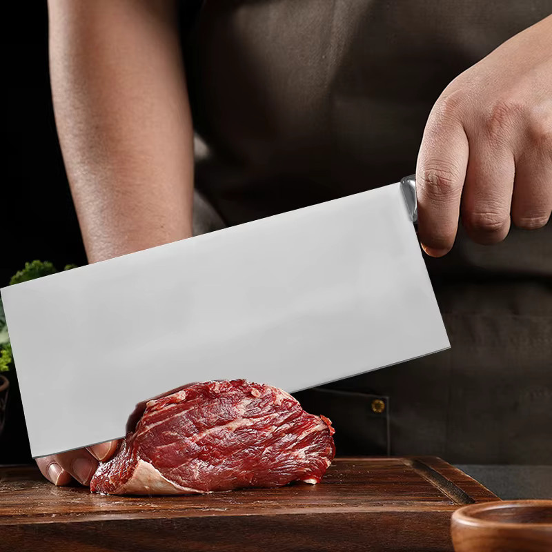 InLeung Handgeschmiedetes Chefmesser aus Stahl mit Holzgriff in Silber - Bild 2