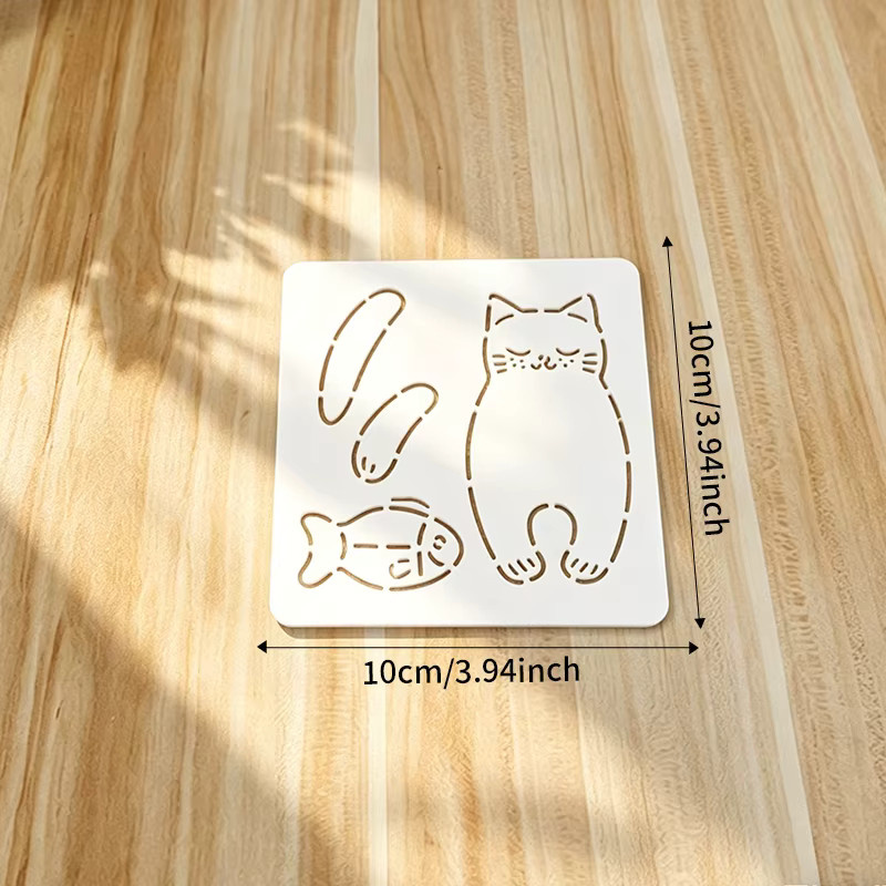 YOMDID Mini-Patchwork-Schablone mit Katzen- und Fischmotiv, transparente DIY-Quilt-Schablone aus PET zum Nähen - Bild 5