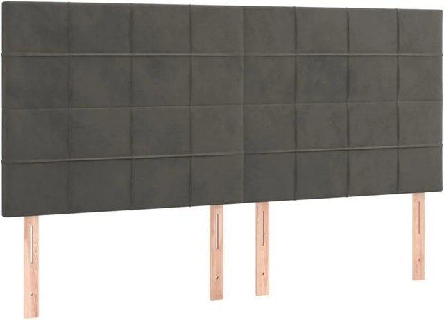 vidaXL LED Kopfteil aus Samt in Dunkelgrau mit USB-Ladeport und integrierter Beleuchtung, B: 200 cm, T: 5 cm, H: 118-128 cm - Bild 1