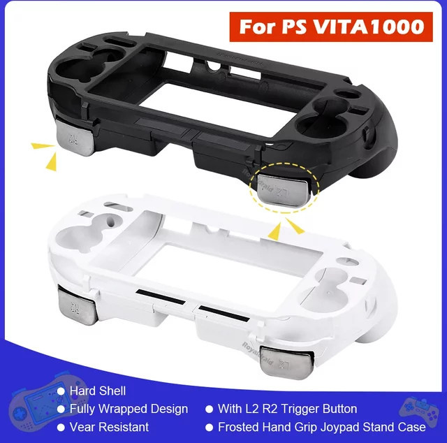 HeroAngel Frosted Hand Grip mit L2 R2 Trigger Tasten für PS Vita 1000 PSV 1000 in Schwarz Weiß - Bild 1