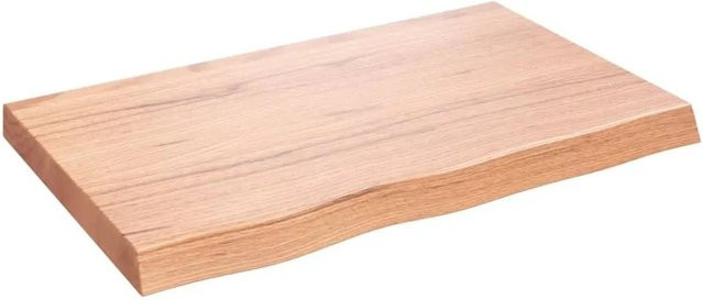 vidaXL Tischplatte aus Massivholz Eiche in Hellbraun B/T/H: 80 x 50 x 2-6 cm - Bild 1