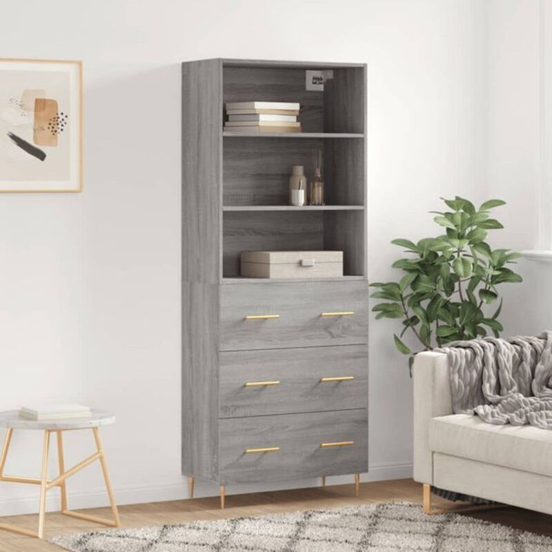 Vidaxl Highboard Modern Grau aus Holzwerkstoff B/T/H: 69,5 x 34 x 180 cm - Bild 1