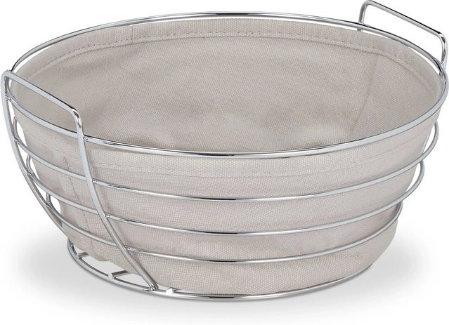 Relaxdays Brotkorb aus Metall in Grau mit Stoffeinsatz, B: 23 cm, H: 11 cm - Bild 1