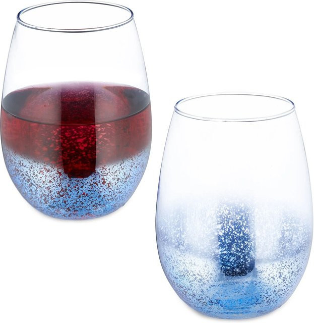 Relaxdays Weingläser 2er Set aus Glas in Blau ohne Stiel - Bild 1