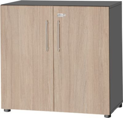Schäfer Shop Select Schrank Start Off mit 2 Ordnungen, abschließbar, Farbe: Graphit/Eiche-Dekor, B/T/H: 80,0 x 42,0 x 78,8 cm - Bild 1